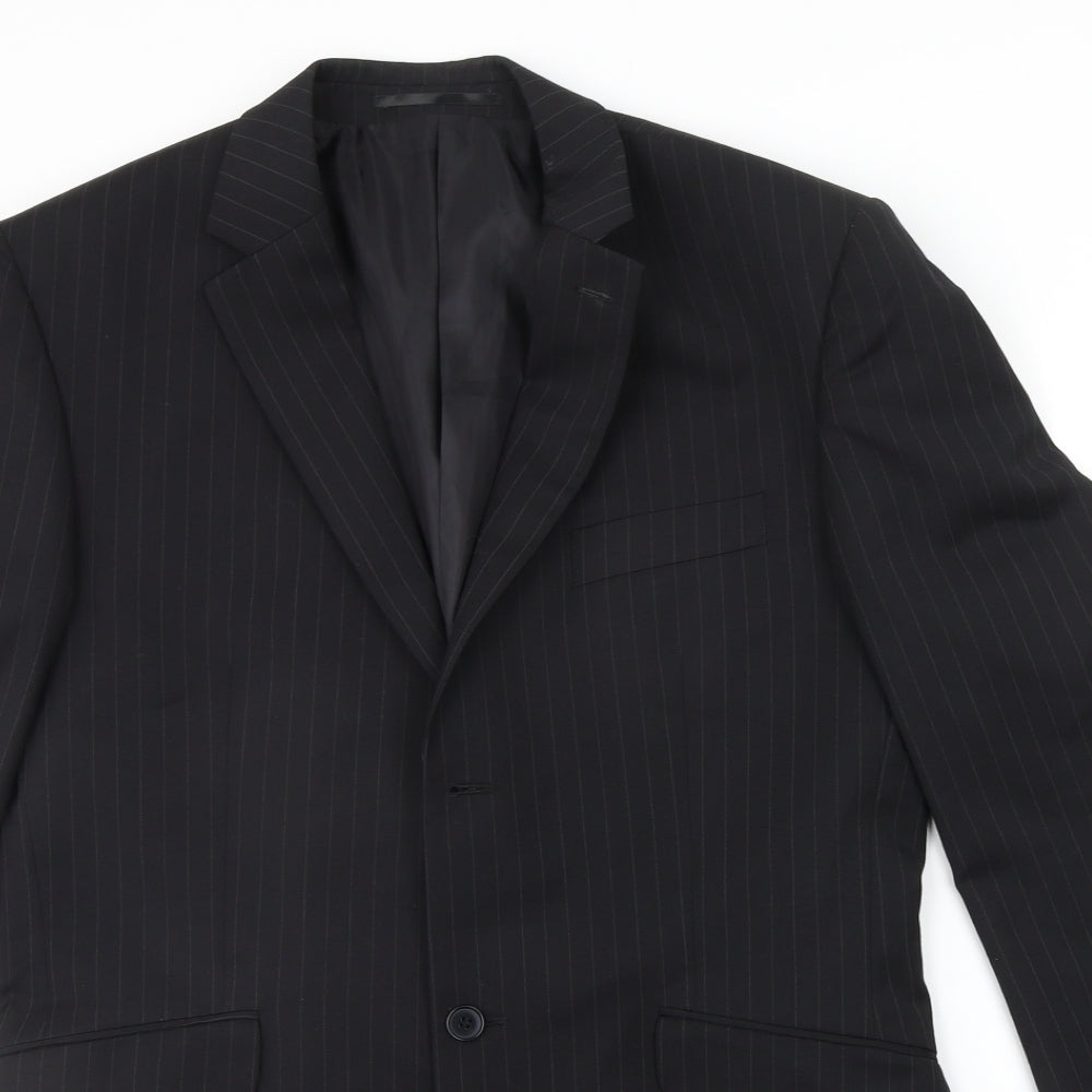 Burton Mens Black Striped  Jacket Suit Jacket Size L