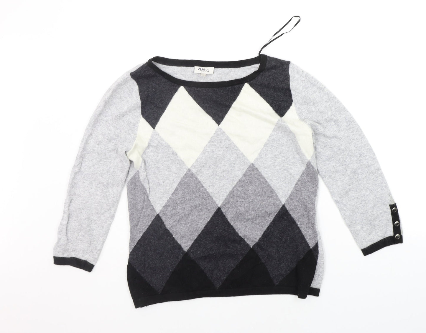 county casual Womens Grey Geometric  Pullover Jumper Size M