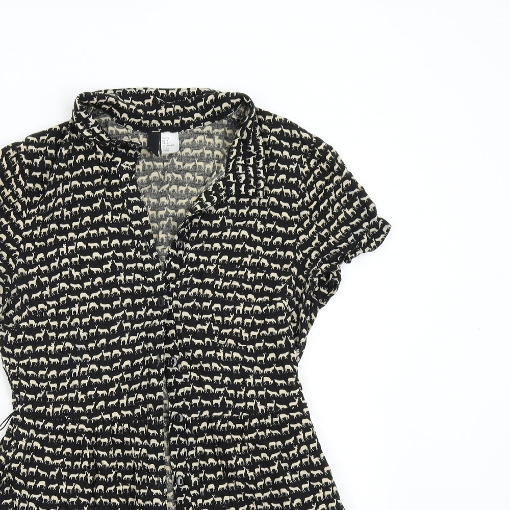 H&M Womens Black   Tunic Button-Up Size 8