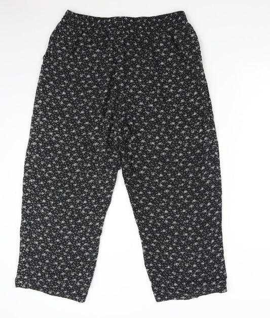 Emma Collection Womens Black Floral  Trousers  Size XL L23 in