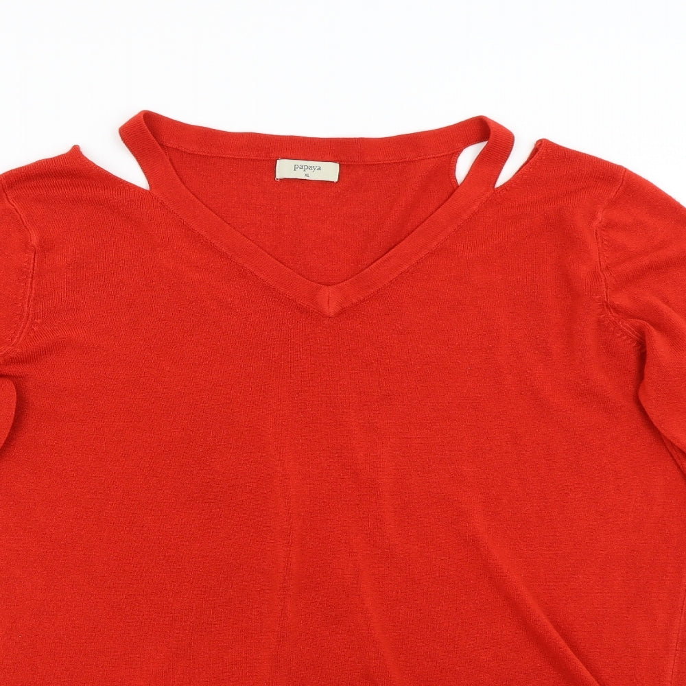 Matalan Womens Red  Knit Pullover Jumper Size XL