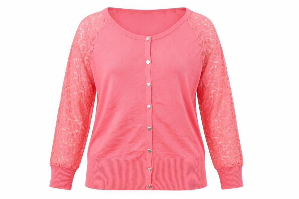 Marble Womens Pink  Knit Cardigan Jumper Size M  - Lace Sleeves
