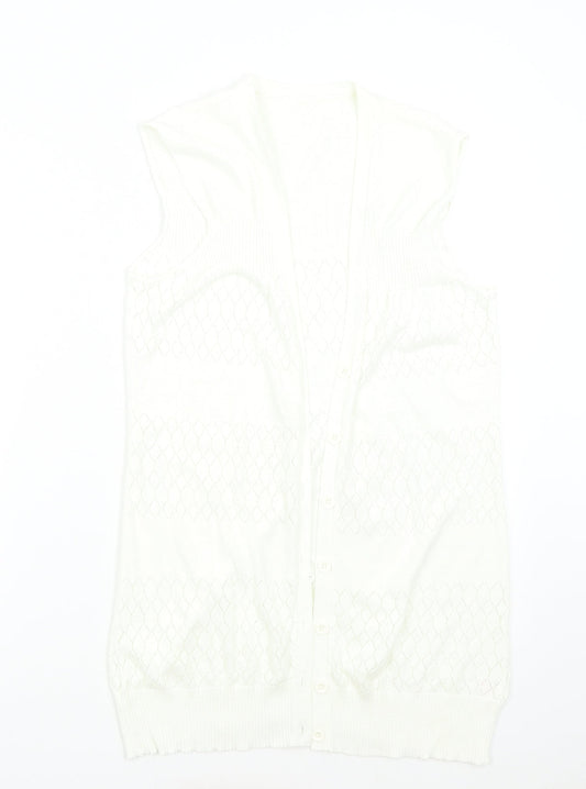 Topshop Womens Ivory  Knit Cardigan Jumper Size 10