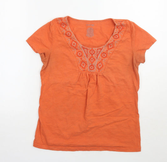 St johns bay Womens Pink Geometric  Basic T-Shirt Size S