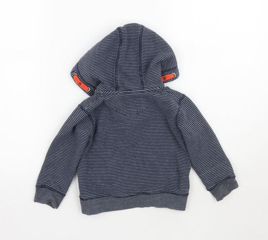 John Lewis Boys Blue Striped  Pullover Hoodie Size 2 Years