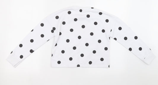 Primark Girls White Polka Dot  Pullover Sweatshirt Size 10 Years