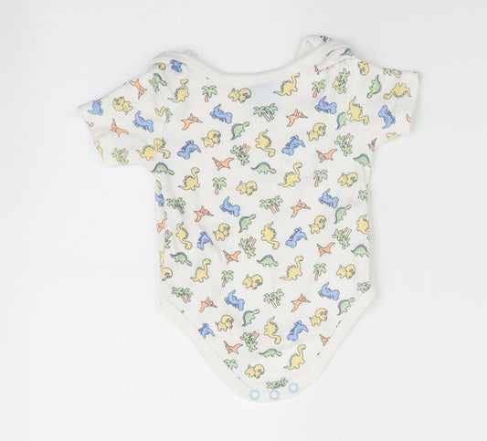 Bebe Bonito Boys White Animal Print  Romper One-Piece Size 0-3 Months  - Dinasour Print