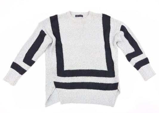 Marks and Spencer Womens Grey Geometric  Pullover Jumper Size M