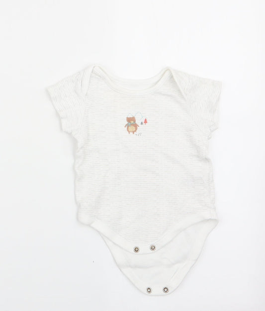 Lullaby Boys Green Striped  Romper One-Piece Size 3-6 Months  - Bear Logo