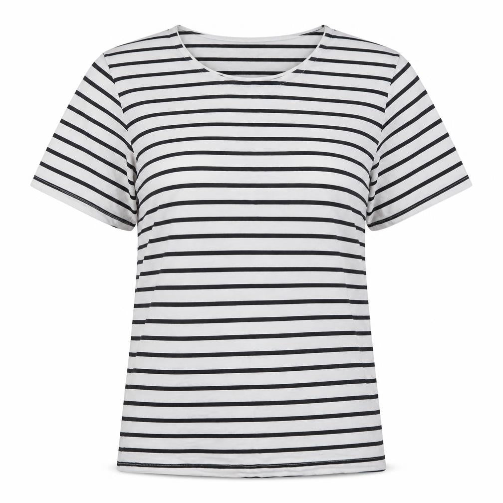 Saxnet Womens Multicoloured Striped  Basic T-Shirt Size L