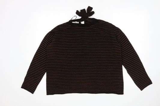 Mango Womens Brown Striped  Pullover Jumper Size M