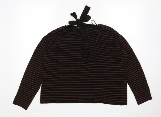 Mango Womens Brown Striped  Pullover Jumper Size M