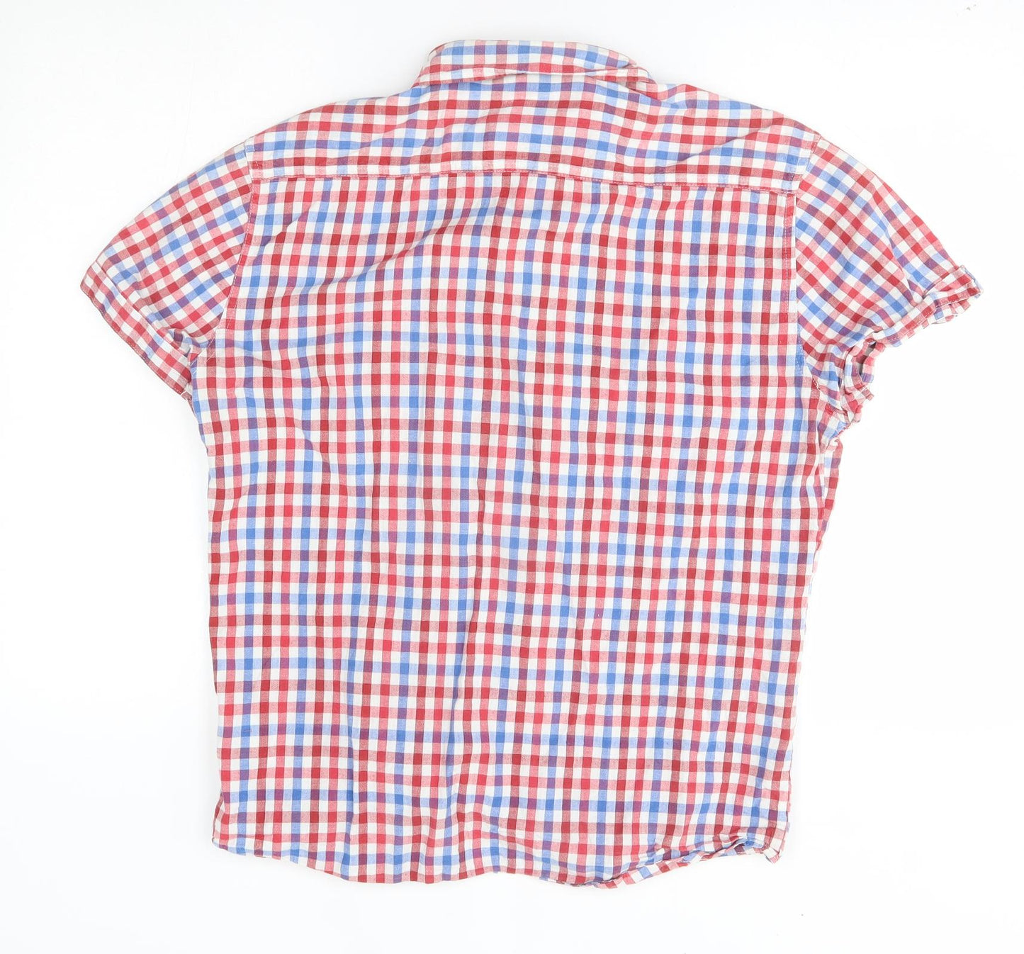 New Look Mens Red Plaid   Button-Up Size M