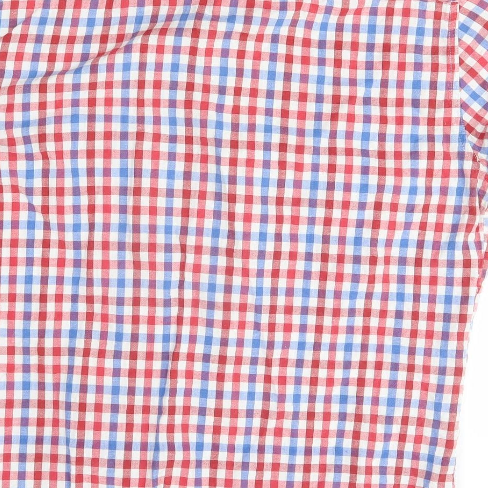 New Look Mens Red Plaid   Button-Up Size M