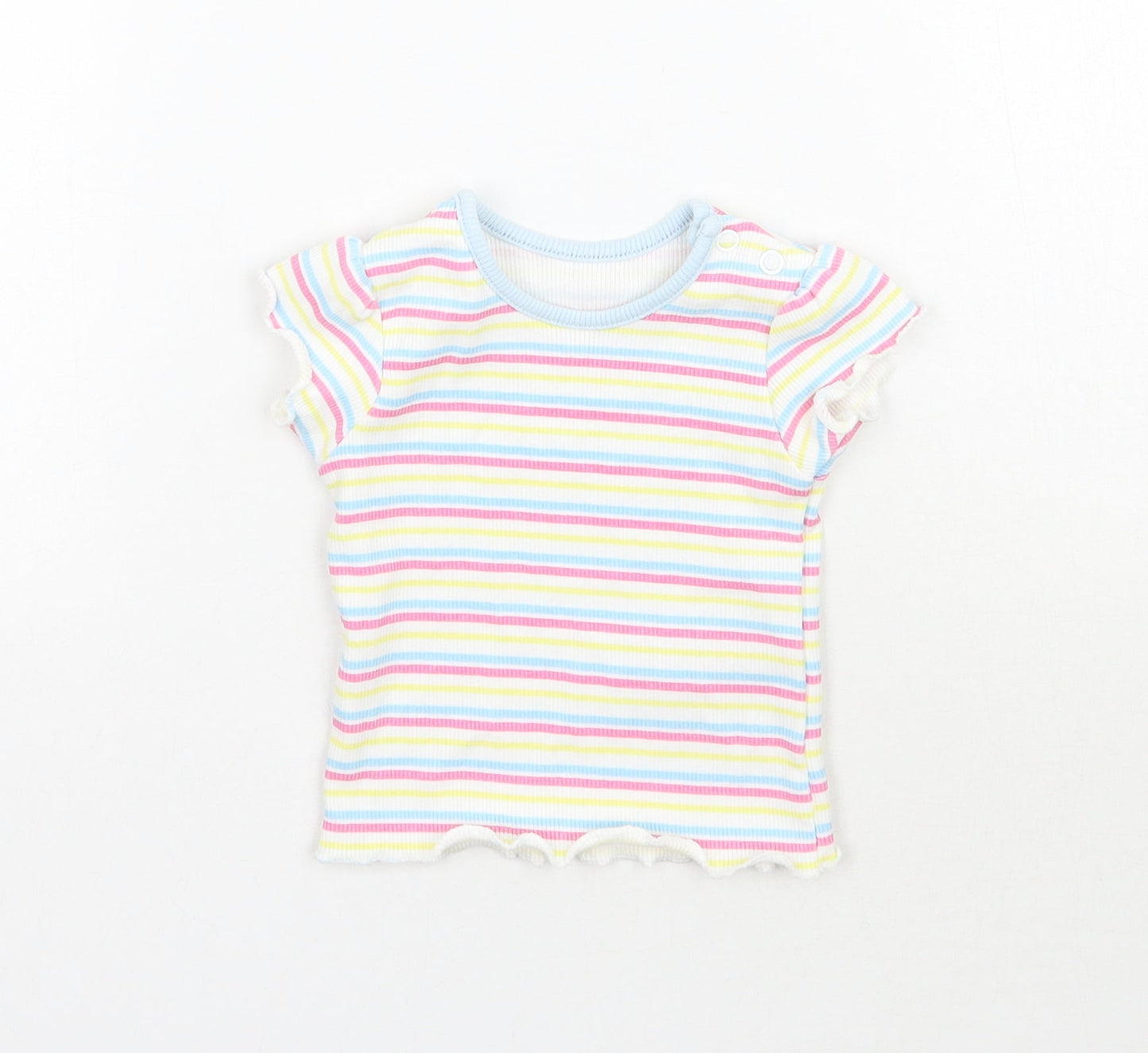 Primark Girls Multicoloured Striped  Basic T-Shirt Size 0-3 Months