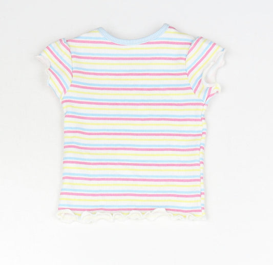 Primark Girls Multicoloured Striped  Basic T-Shirt Size 0-3 Months