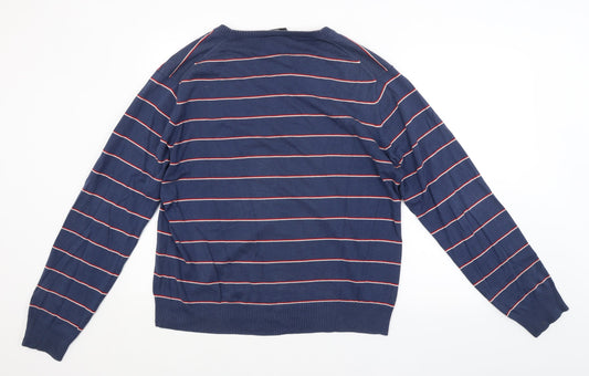 H&M Mens Blue Striped  Pullover Jumper Size XL