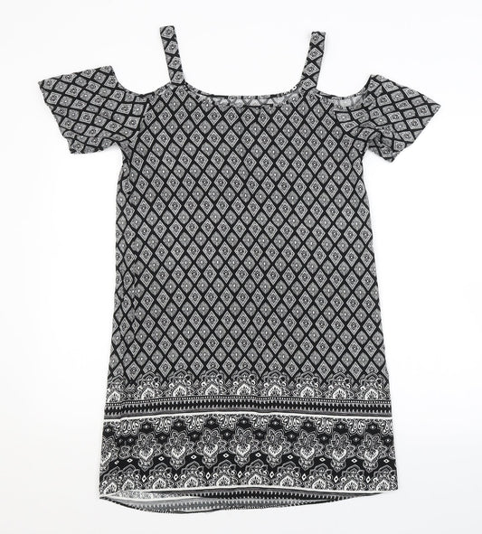 Papaya Womens Black Argyle/Diamond  A-Line  Size 8