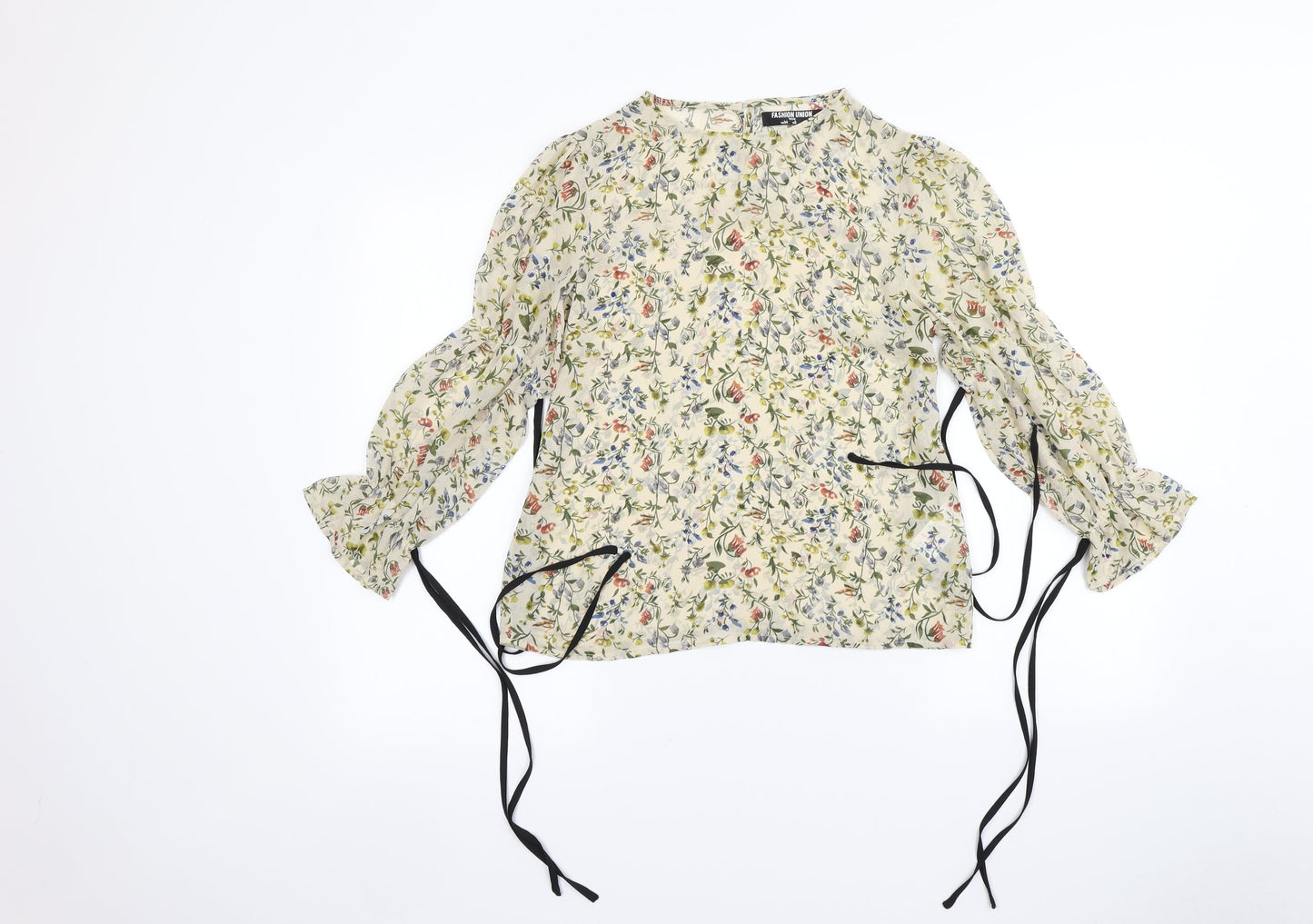 Fashion Union Womens Green Floral  Basic Blouse Size 6