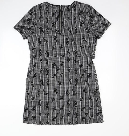 Oasis Womens Grey Floral  Bodycon  Size L