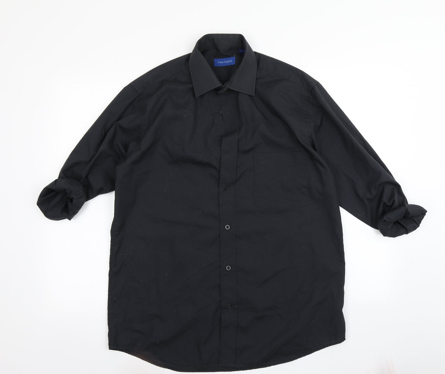 Peter England Mens Black    Button-Up Size 15.5