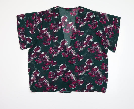 Originals Womens Green Floral  Basic Blouse Size M