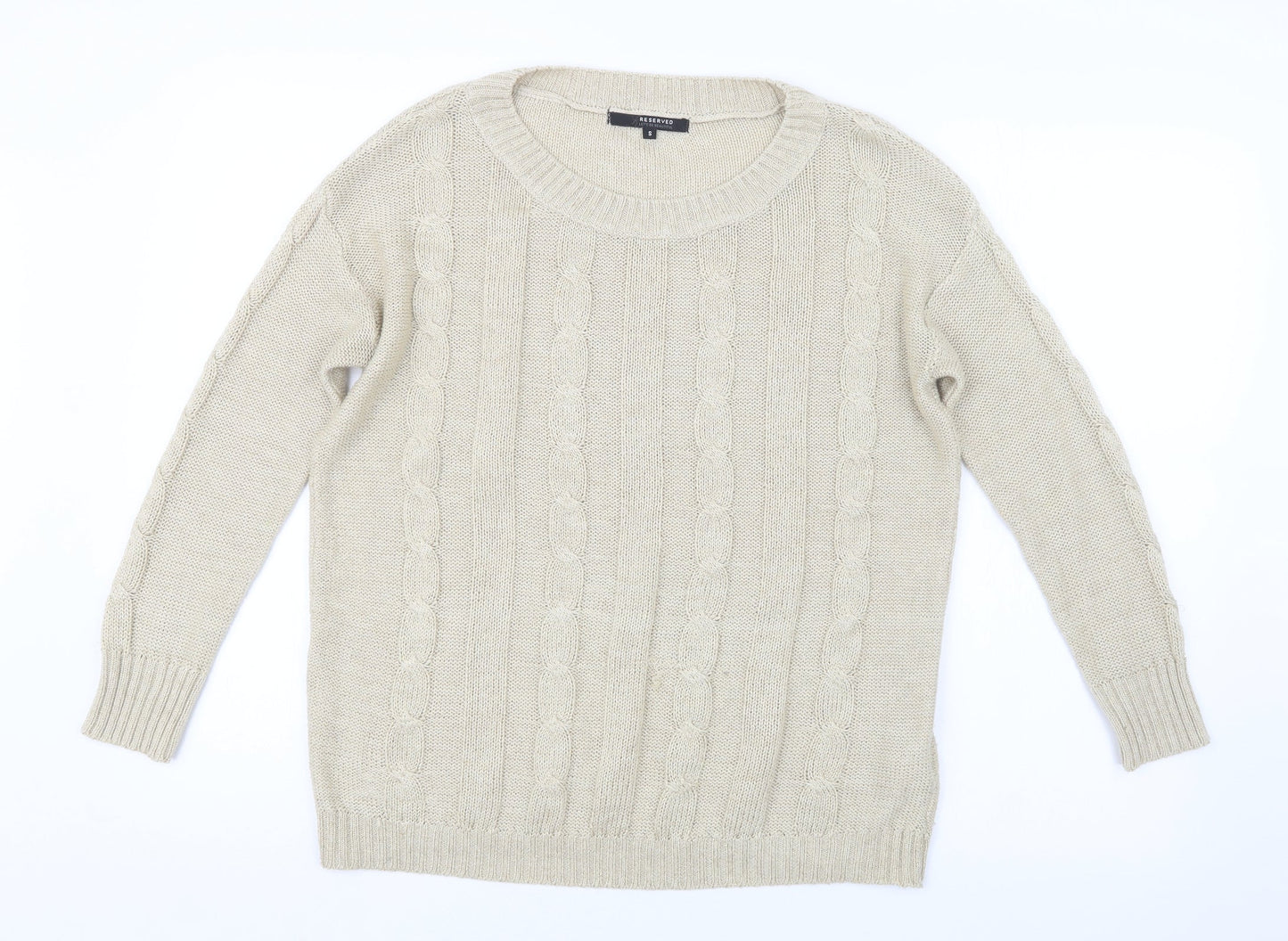 RESERVED Womens Beige  Knit Pullover Jumper Size S