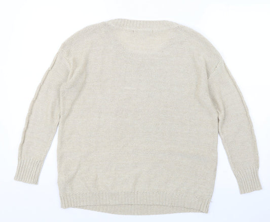 RESERVED Womens Beige  Knit Pullover Jumper Size S