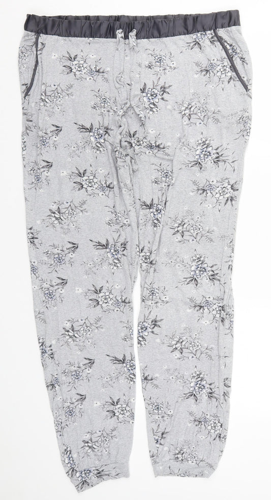 Preworn Womens Grey Floral  Trousers  Size 36 in L28 in - Pyjama Pants