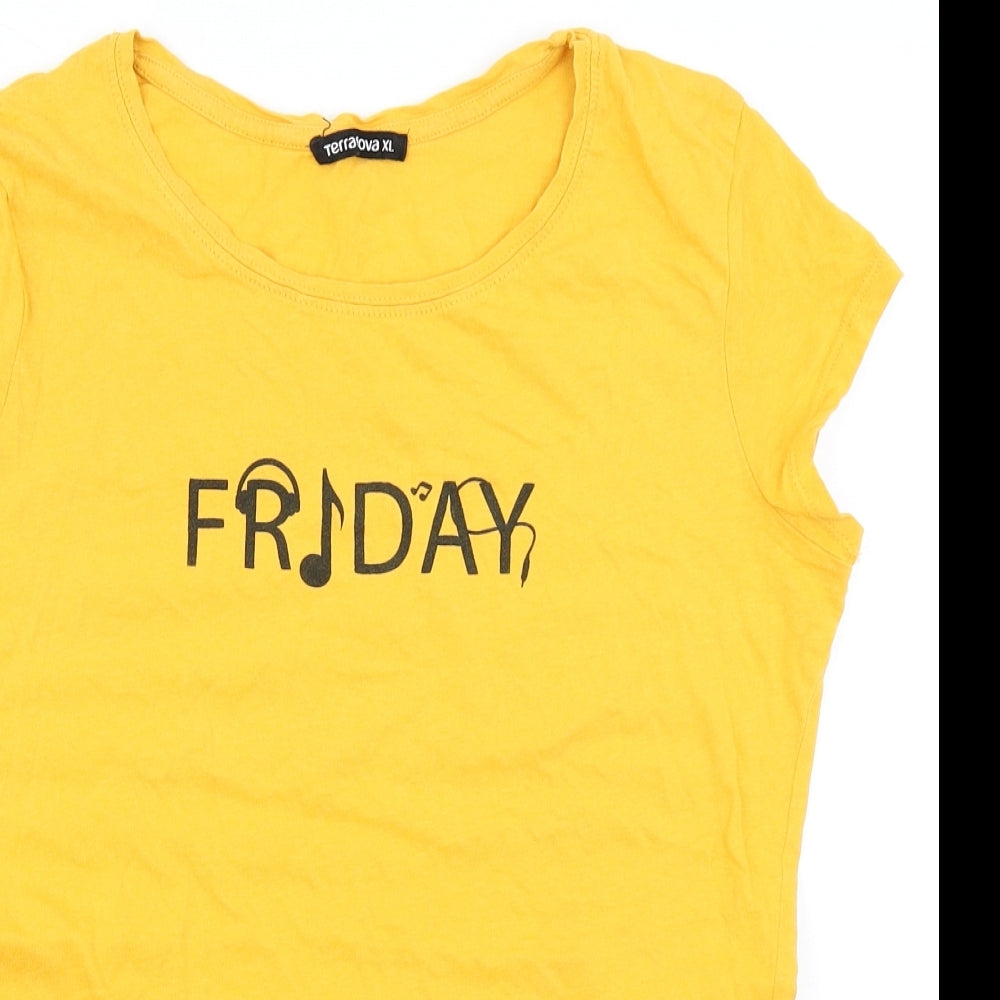 Terranova Womens Yellow   Basic T-Shirt Size XL