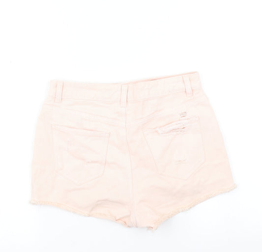 Denim Co Womens Pink  Denim Hot Pants Shorts Size 8 - Distressed