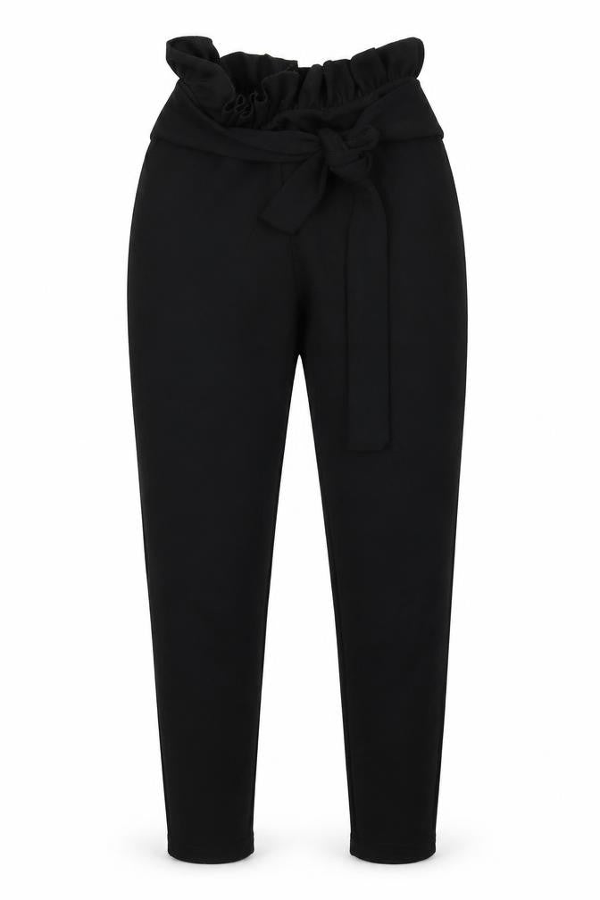 PRETTYLITTLETHING Womens Black   Dress Pants Trousers Size 6 L25 in - Papaerbag Waist