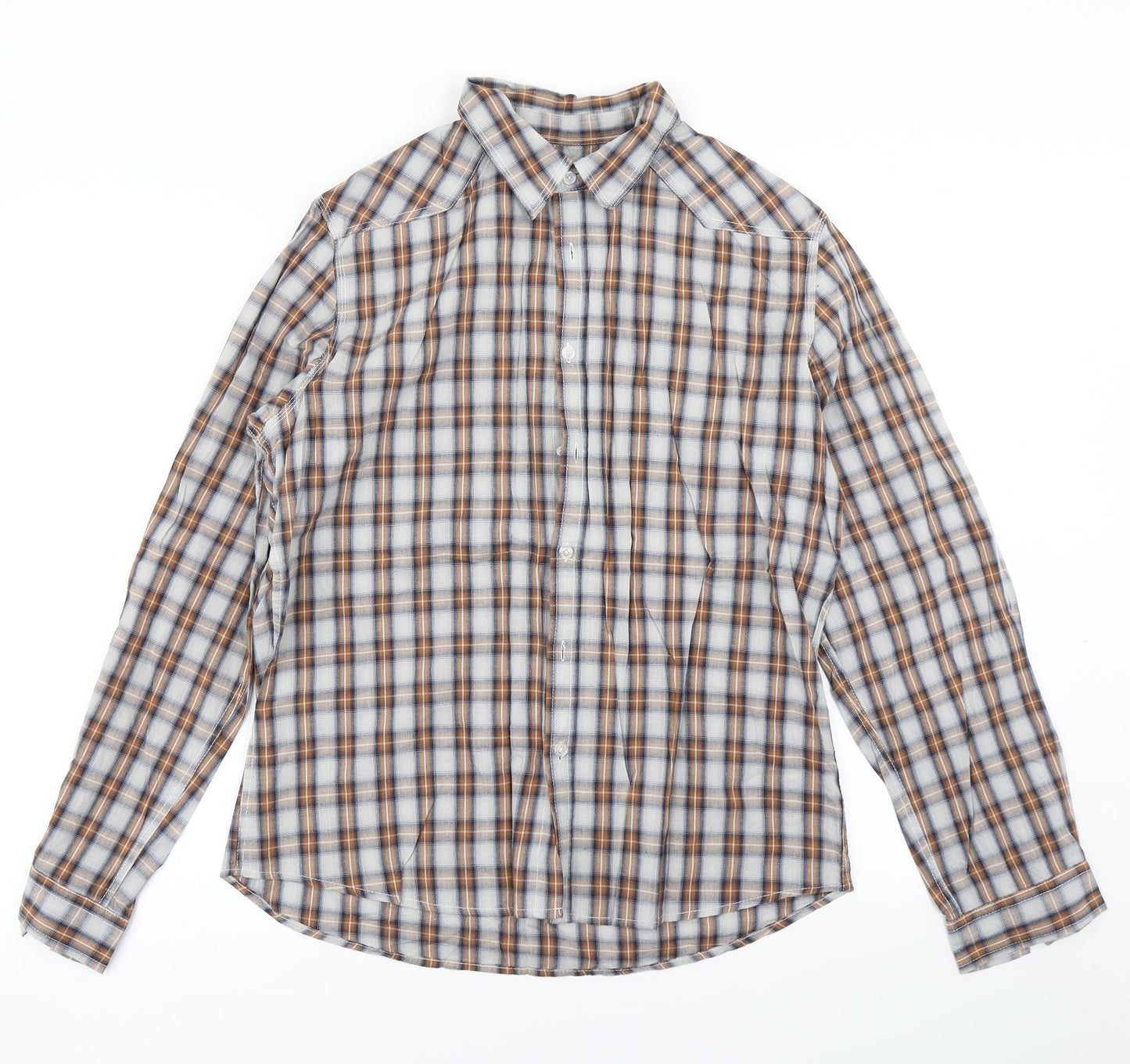 New Look Mens Brown Plaid   Button-Up Size L