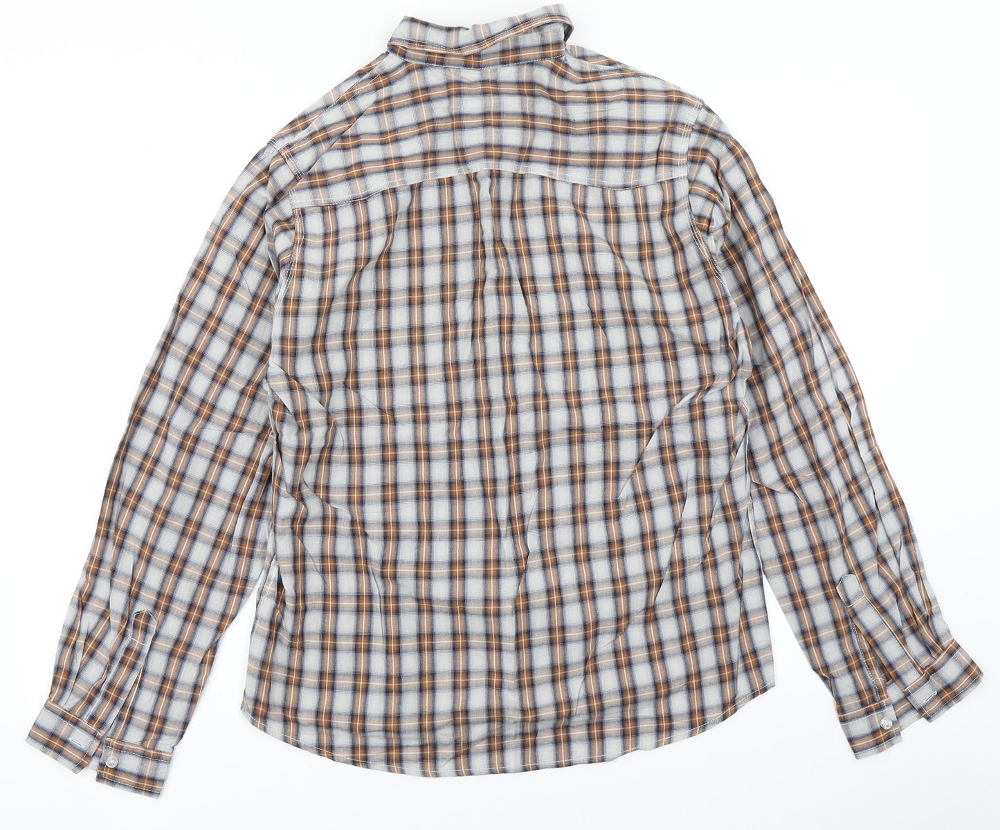 New Look Mens Brown Plaid   Button-Up Size L
