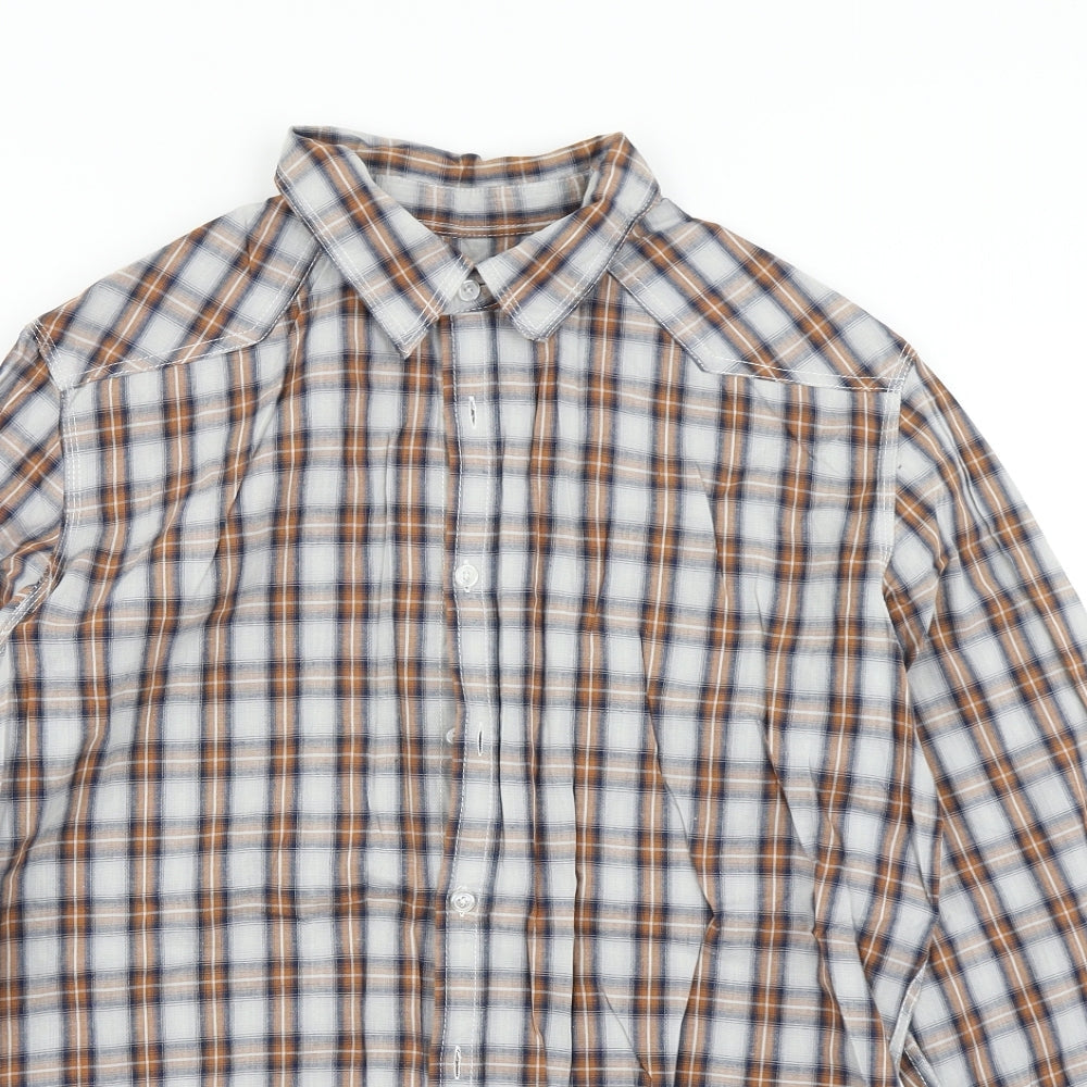 New Look Mens Brown Plaid   Button-Up Size L