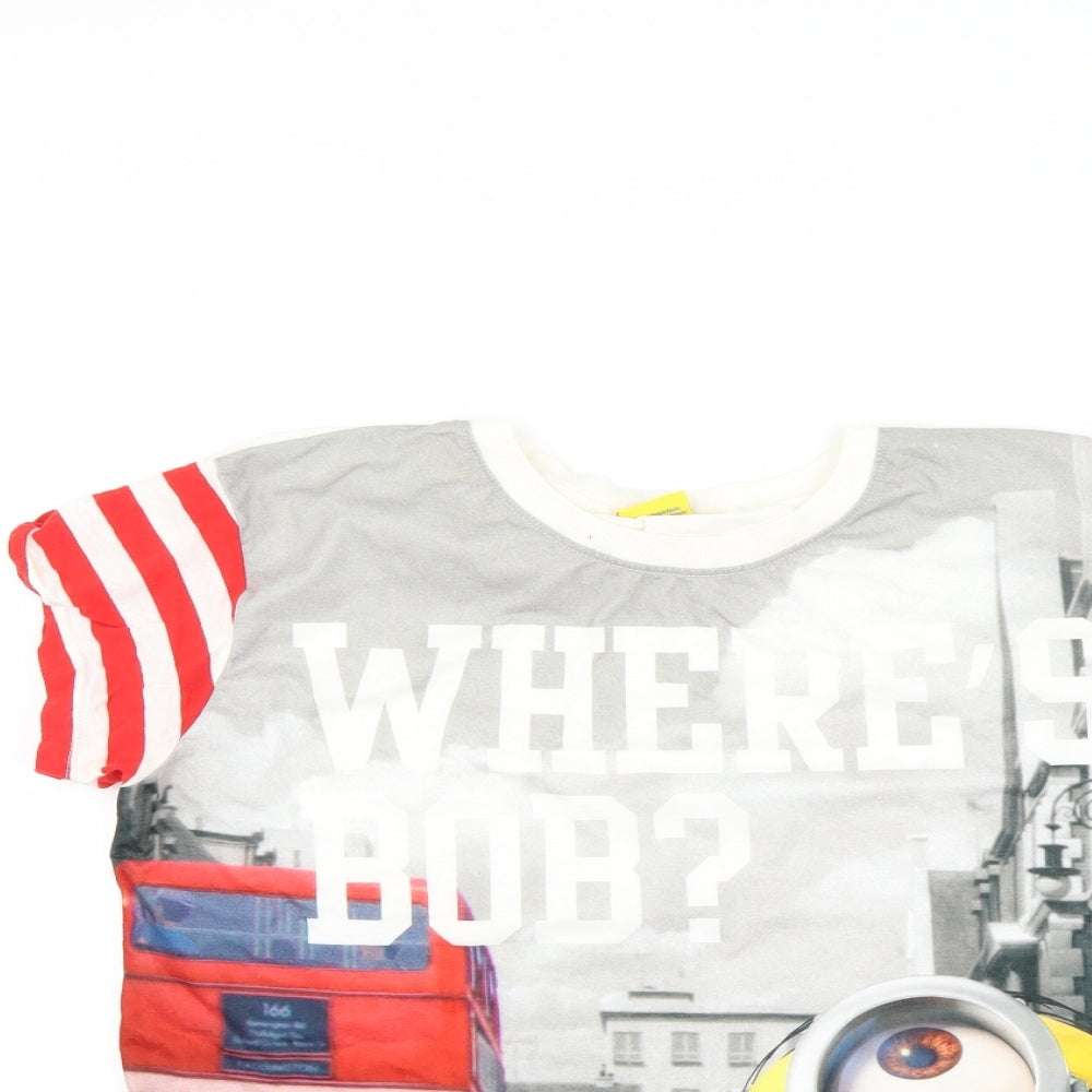 Minions Boys Multicoloured Geometric  Basic T-Shirt Size M