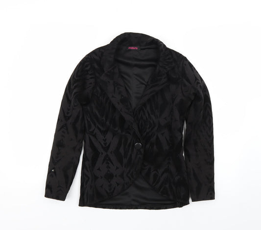 ayanapa Womens Black Animal Print  Jacket Blazer Size 10