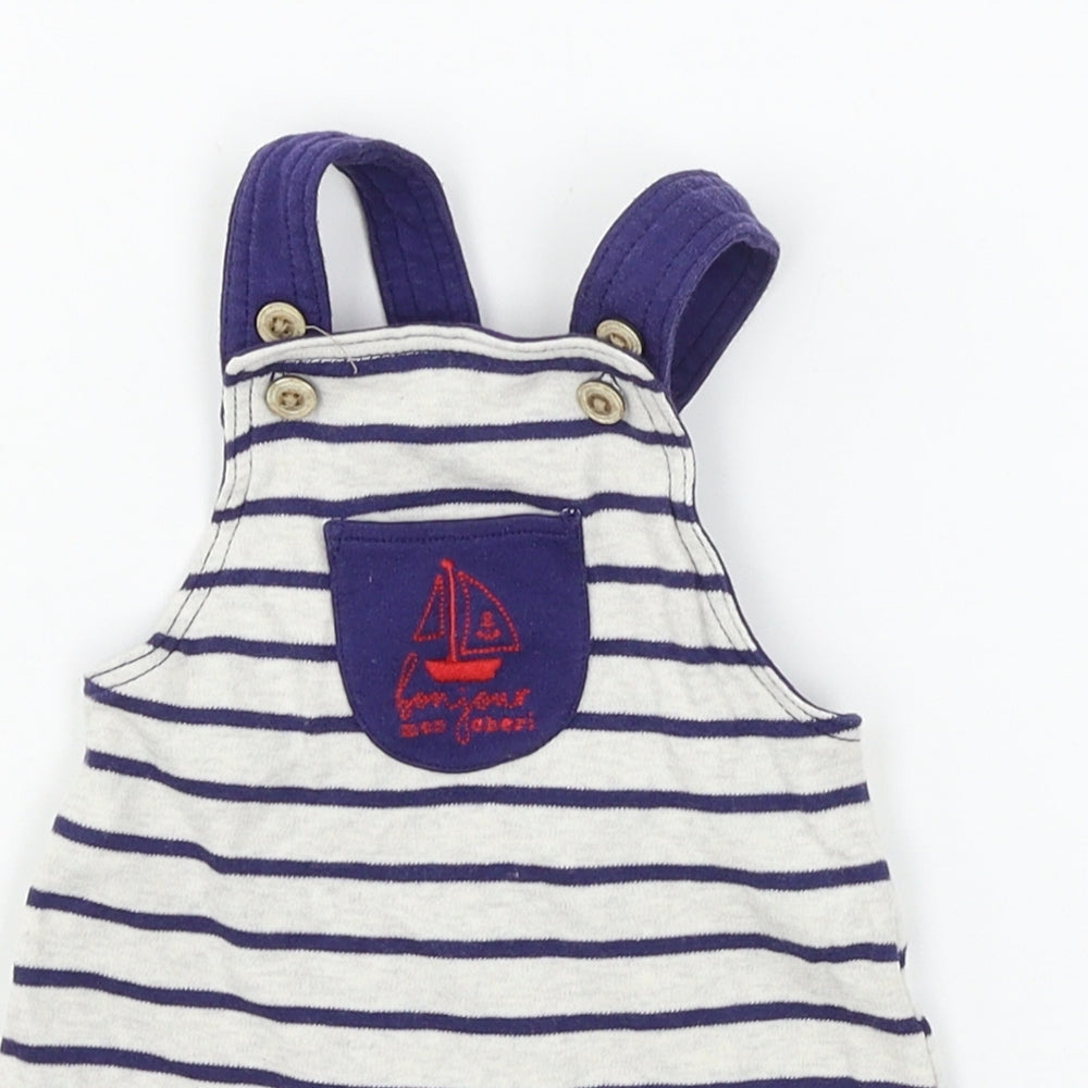 George Boys Beige Striped Jersey Dungaree Outfit/Set Size 0-3 Months  - Bonjour