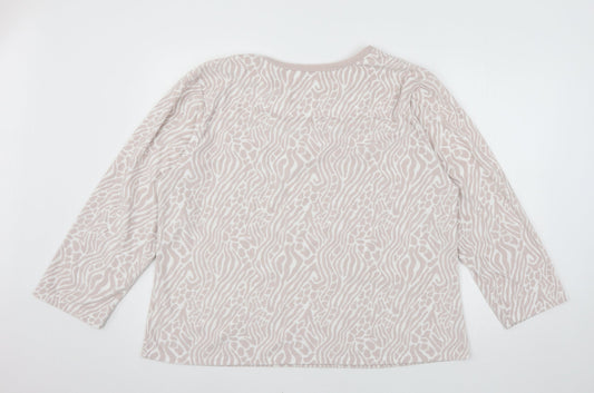 Anne Klein Womens Pink Animal Print Velour Top Pyjama Top Size XL