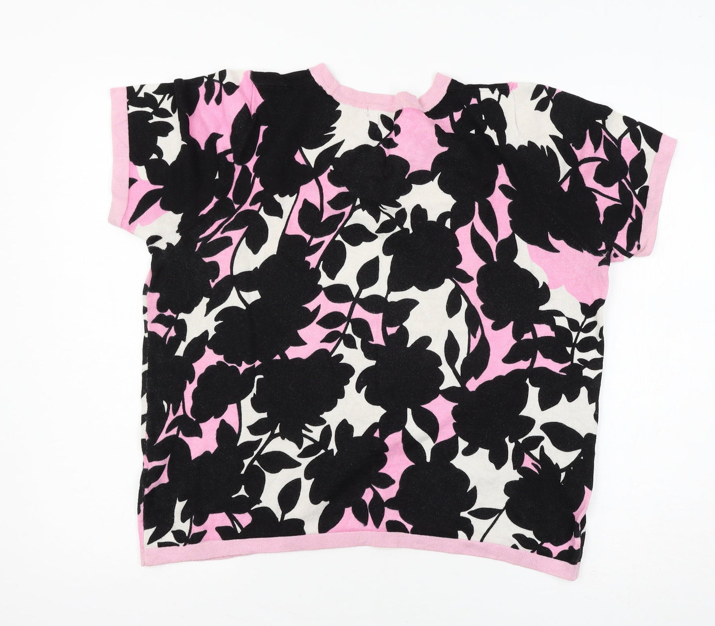 Marks and Spencer Womens Pink Floral Knit Pullover Jumper Size 14