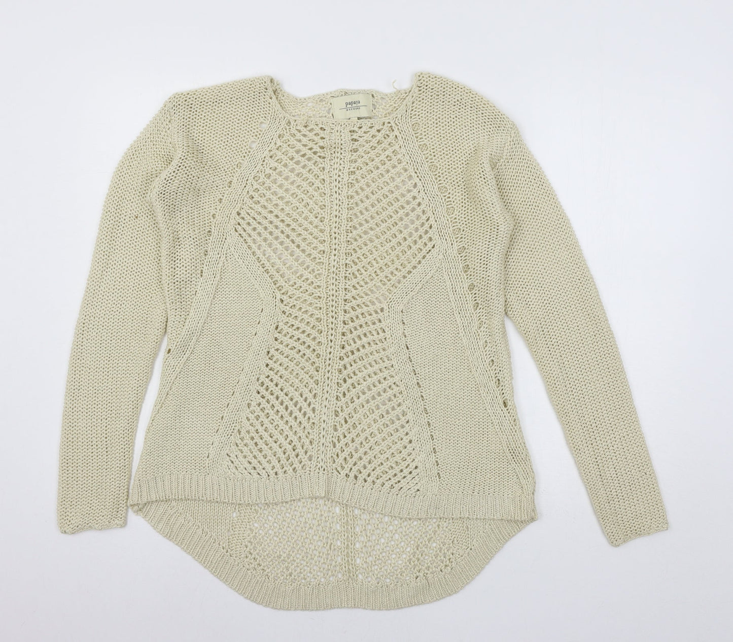Papaya Womens Beige  Knit Pullover Jumper Size 12
