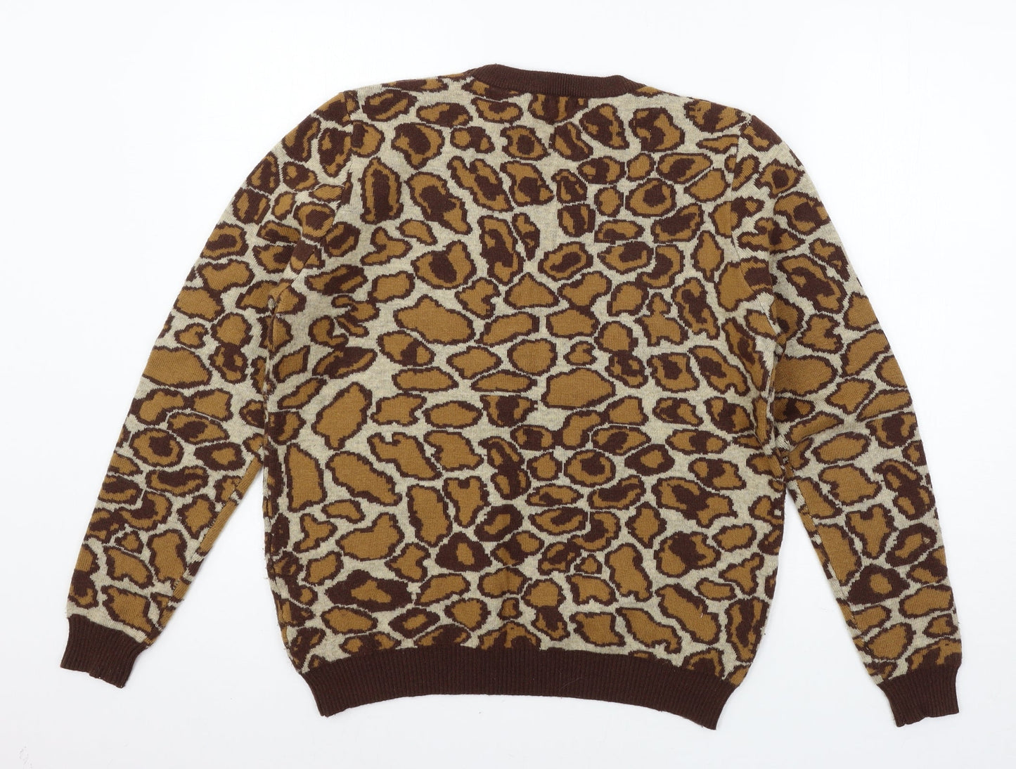 sweewe Womens Brown Animal Print Knit Pullover Jumper Size S