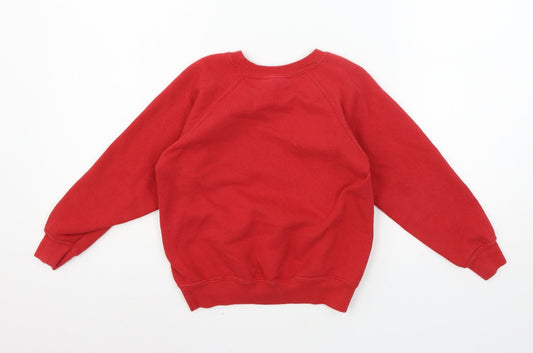 Fruit of the Loom Boys Red  Jersey Pullover Sweatshirt Size 5-6 Years  - Rudolph
