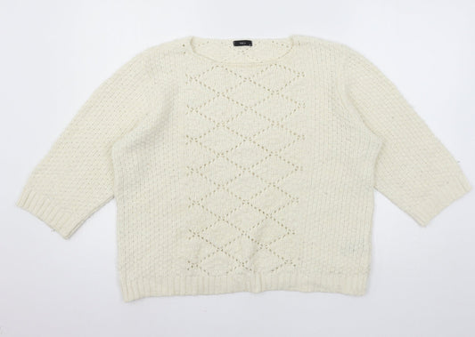 M&Co Womens Ivory  Knit Pullover Jumper Size 20