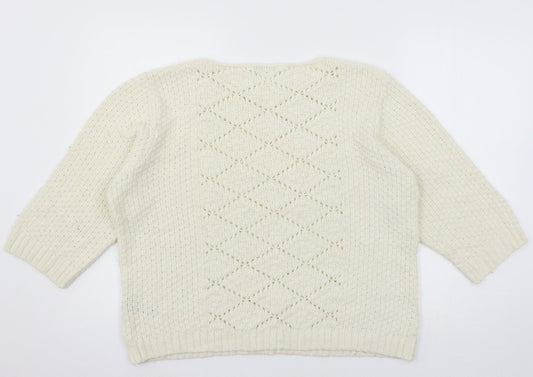M&Co Womens Ivory  Knit Pullover Jumper Size 20