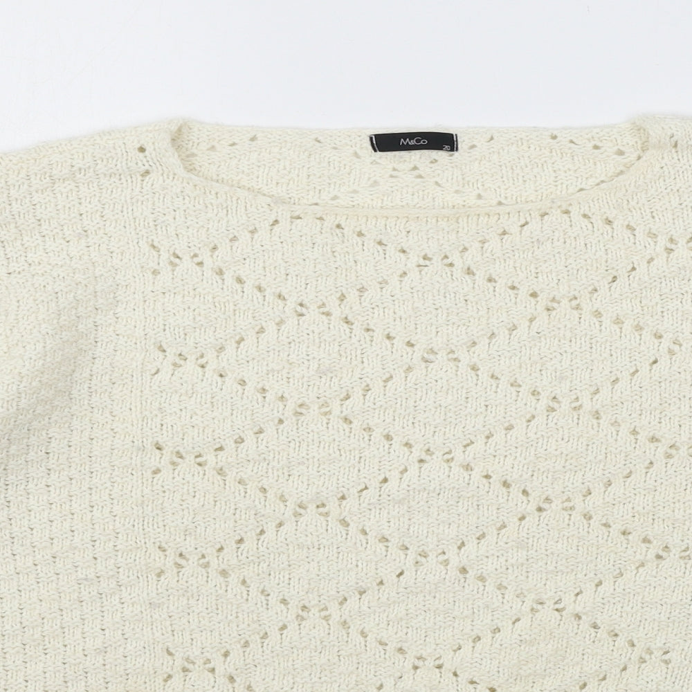 M&Co Womens Ivory  Knit Pullover Jumper Size 20