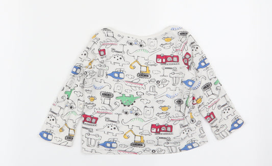 F&F Boys White Geometric  Babydoll Pyjama Top Size 12-18 Months