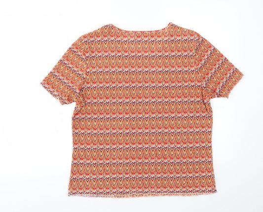Klass Womens Orange Geometric  Basic T-Shirt Size XL