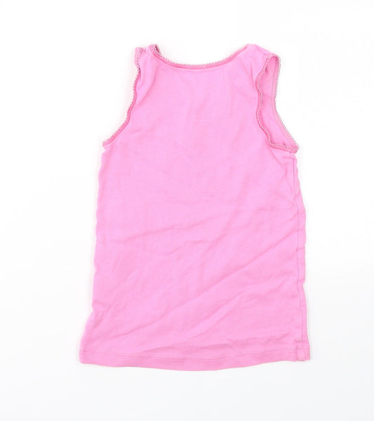 M&S Girls Pink Geometric  Basic T-Shirt Size 5-6 Years