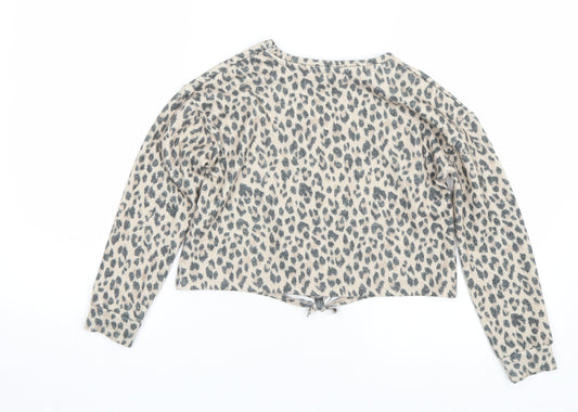 George Girls Beige Animal Print  Basic T-Shirt Size 6-7 Years